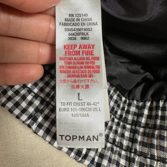Topman Checkered Bomber Jacket Mens Size L Pockets Gingham Preppy Streetwear - Picture 9 of 10